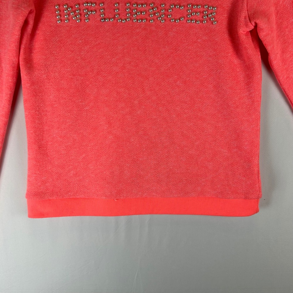 Milly Womens Neon Pink Influencer Pearl Embellished French Terry Sweatshirt S - Picture 7 of 9